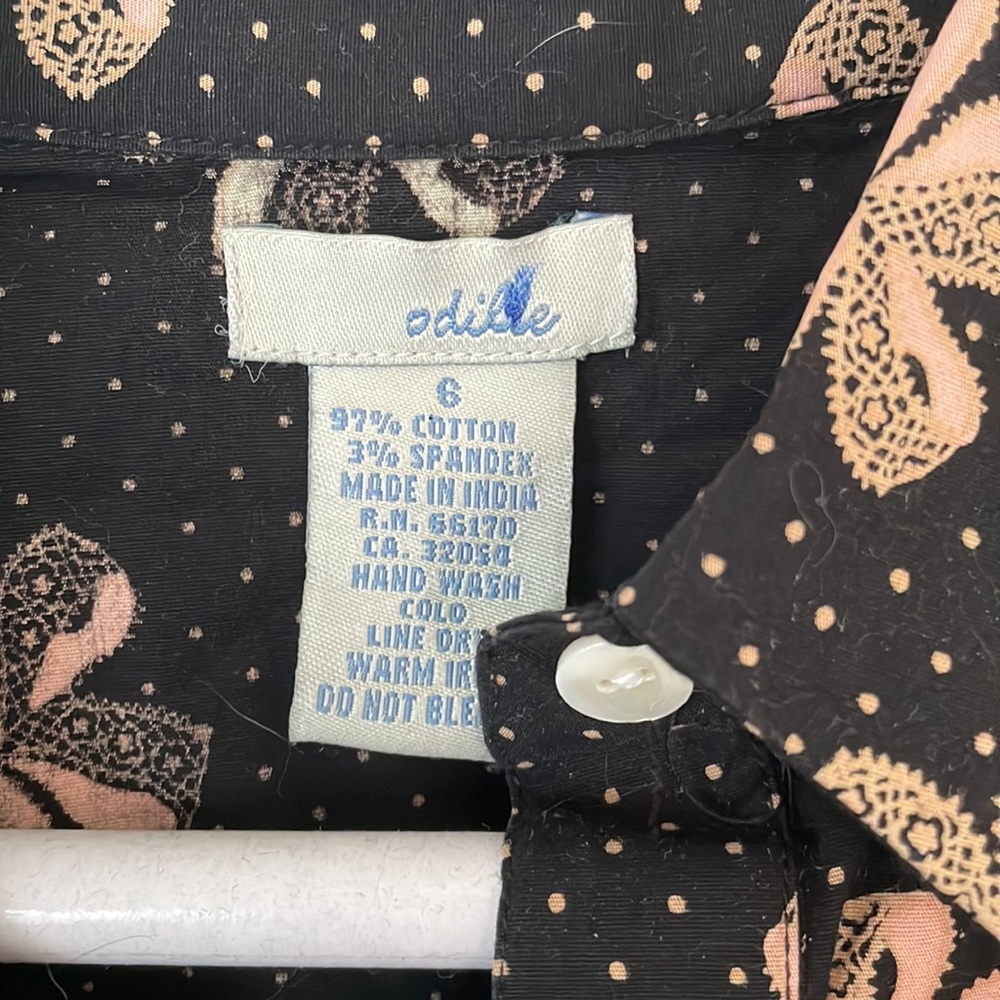 Anthropologie Odille cowboy style top floral pattern black cream and pink - Picture 2 of 4